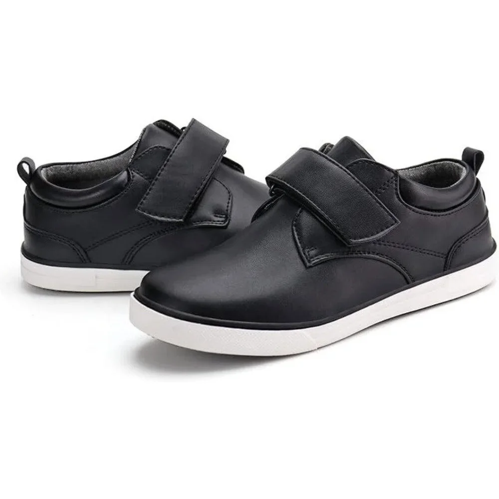 Firelli Boys Size 5 Black Loafers Hook & Loop Closure Round Toe Oxford Shoes